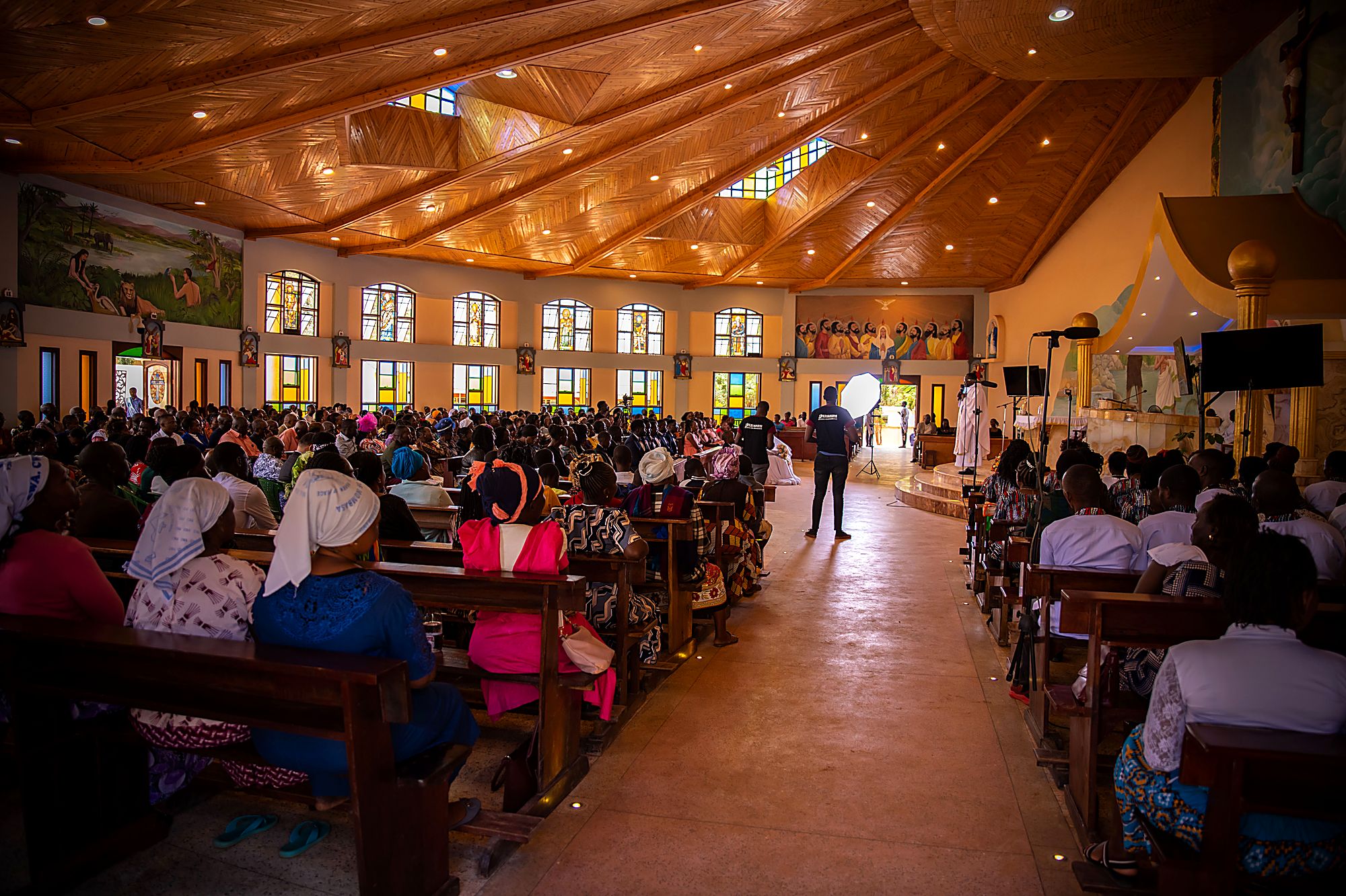 Full church wedding ceremony interior
